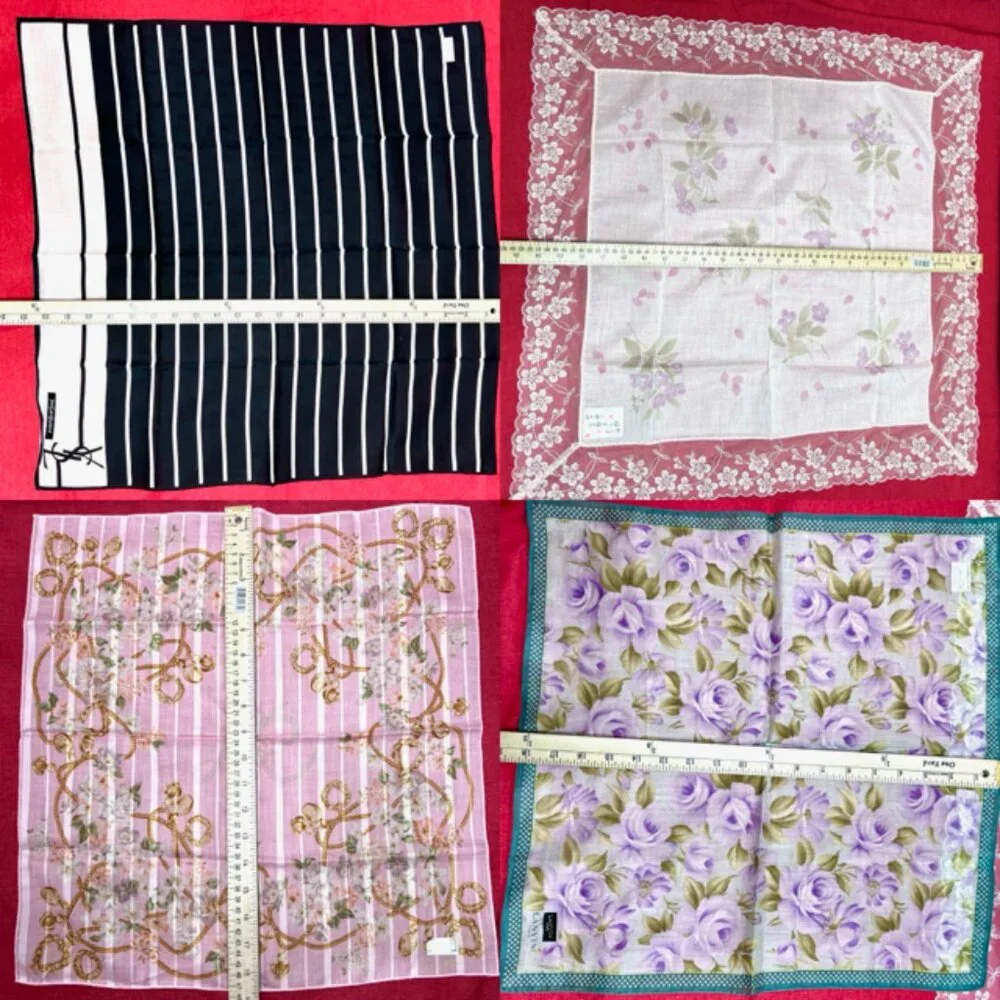BUNDLE 4:   YSL-LANVIN-NINA RICCI-JP  MiniScarf/Handker Cotton/Silk 25